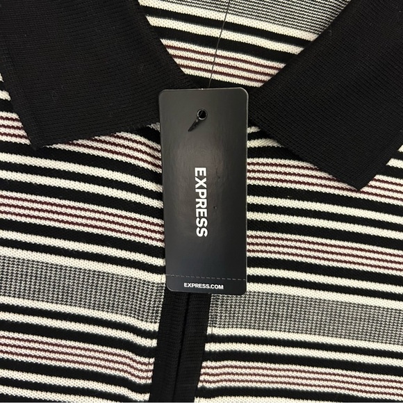 Express Men's Striped Perfect Pima Cotton Pique Polo Size M Tall 1/4 Zip NWT $64 - Picture 14 of 16